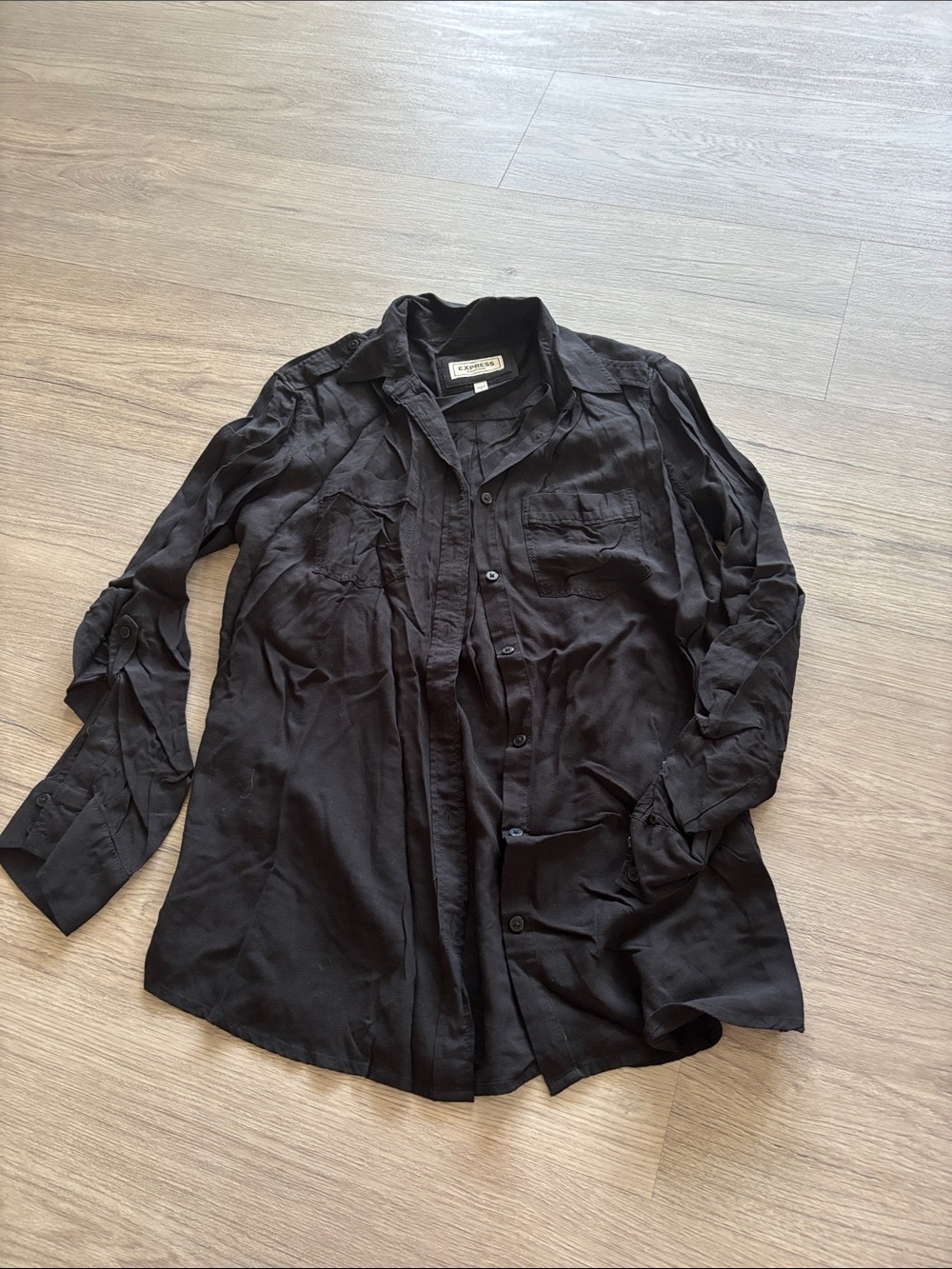 Express Black Relaxed Button-Down Shirt